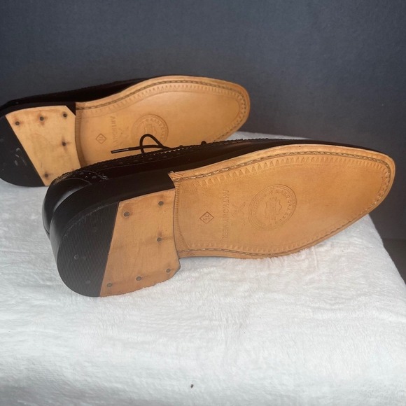 Anthony Veer Handcrafted Black Leather Wingtip Oxford Dress Shoes - Picture 6 of 8